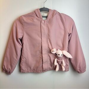 Girls Pink Hooded Jacket with Plush Bunny